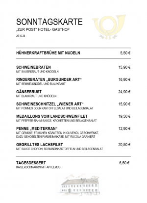 Karte für Sonntag, 25.10.26